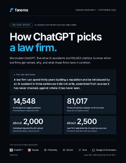 Cover of the report How ChatGPT picks a law firm